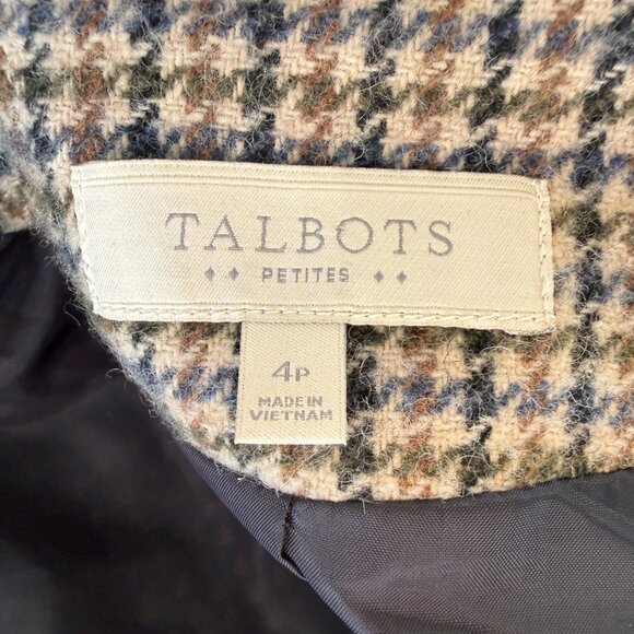 Talbots Petites 4P long sleeve collared houndstooth fully lined blazer jacket - Picture 8 of 9